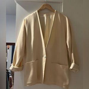 Vintage Virgin Wool Collarless Blazer